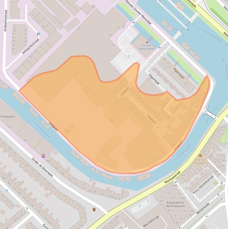 Kaart van postcodegebied 2802AZ.
