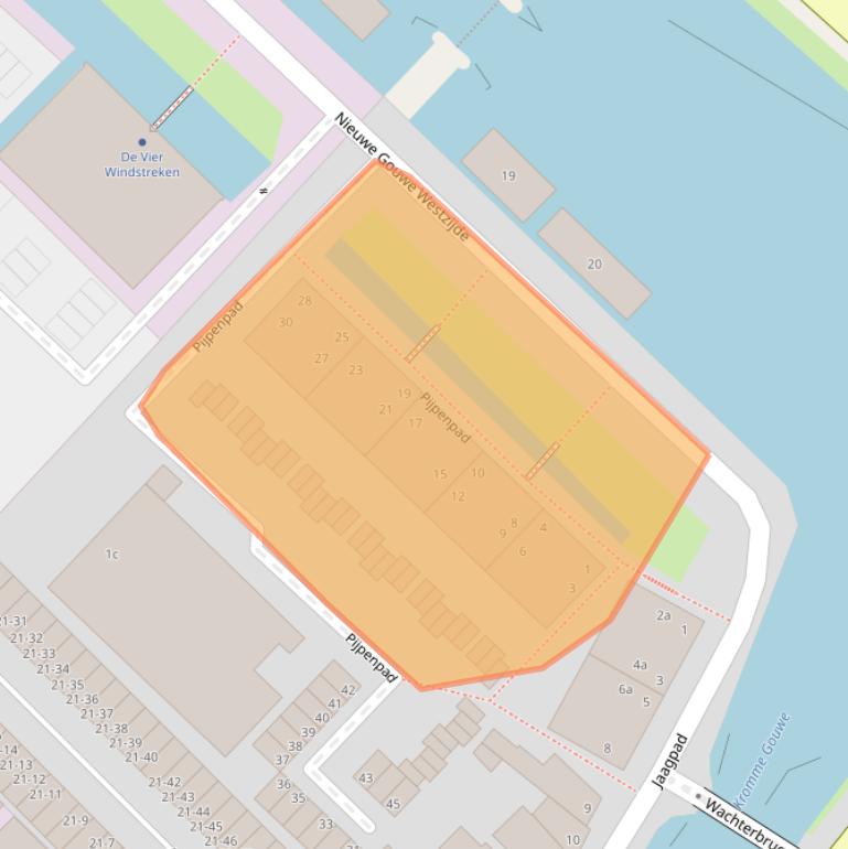 Kaart van postcodegebied 2802BG.