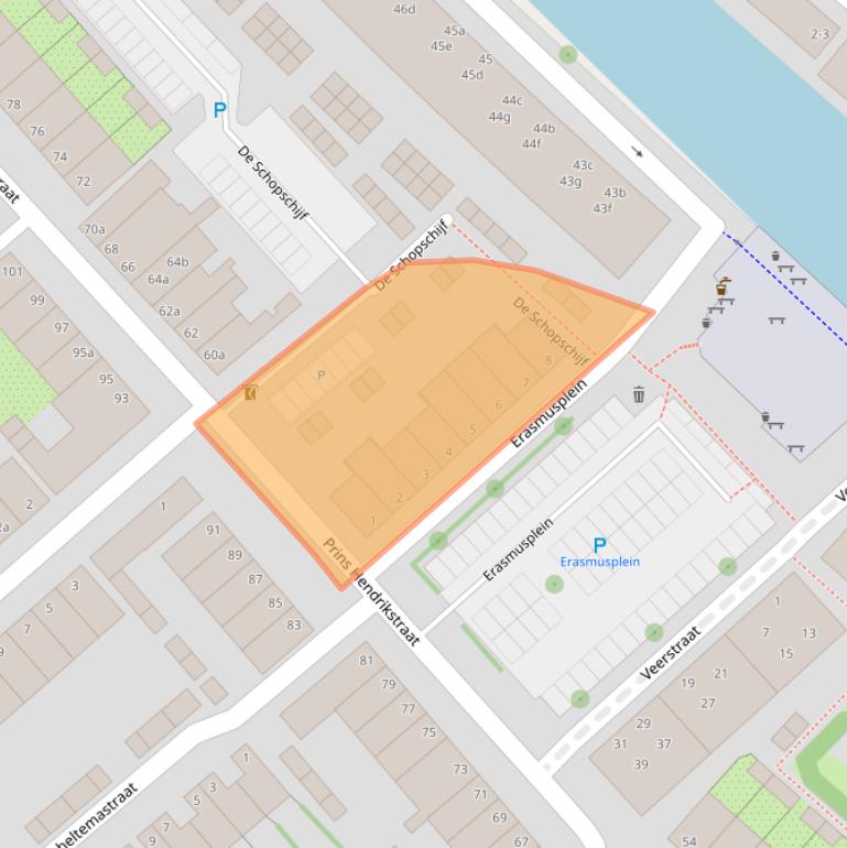 Kaart van postcodegebied 2802BK.