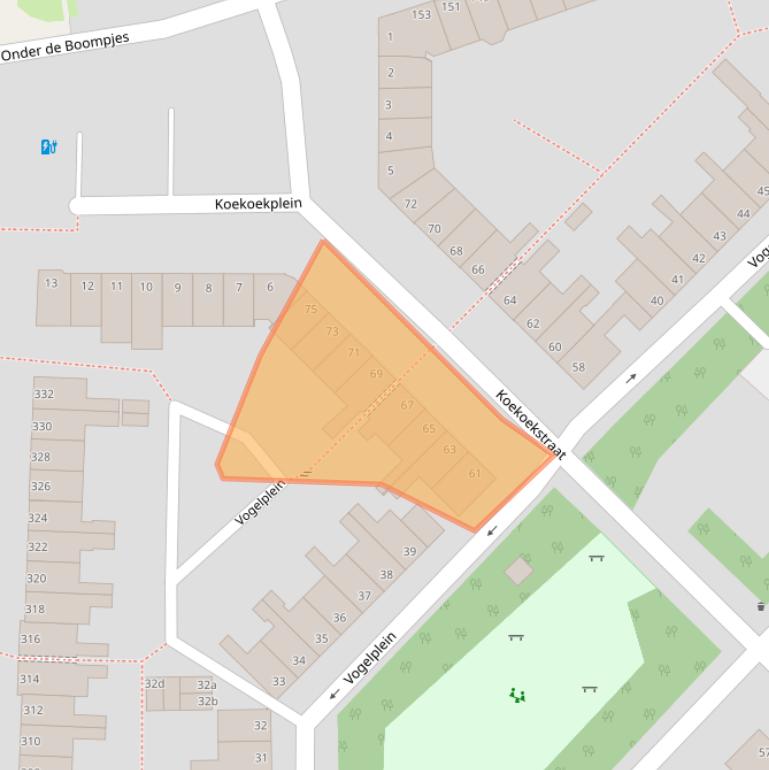 Kaart van postcodegebied 2802CC.