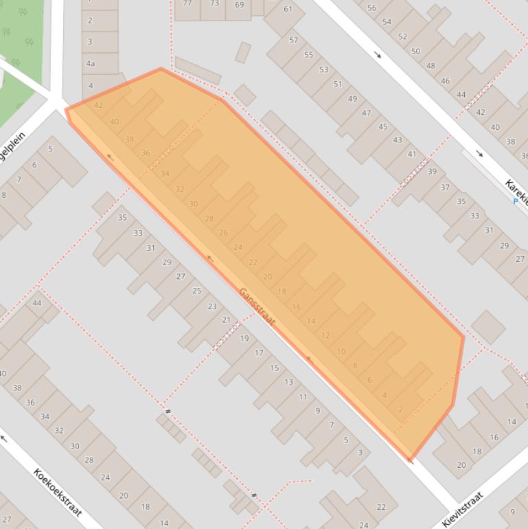 Kaart van postcodegebied 2802CW.
