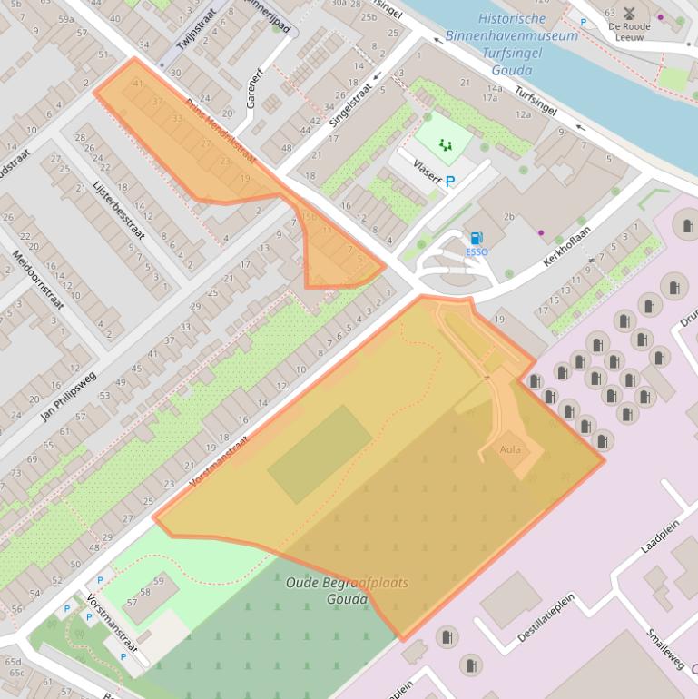 Kaart van postcodegebied 2802JA.