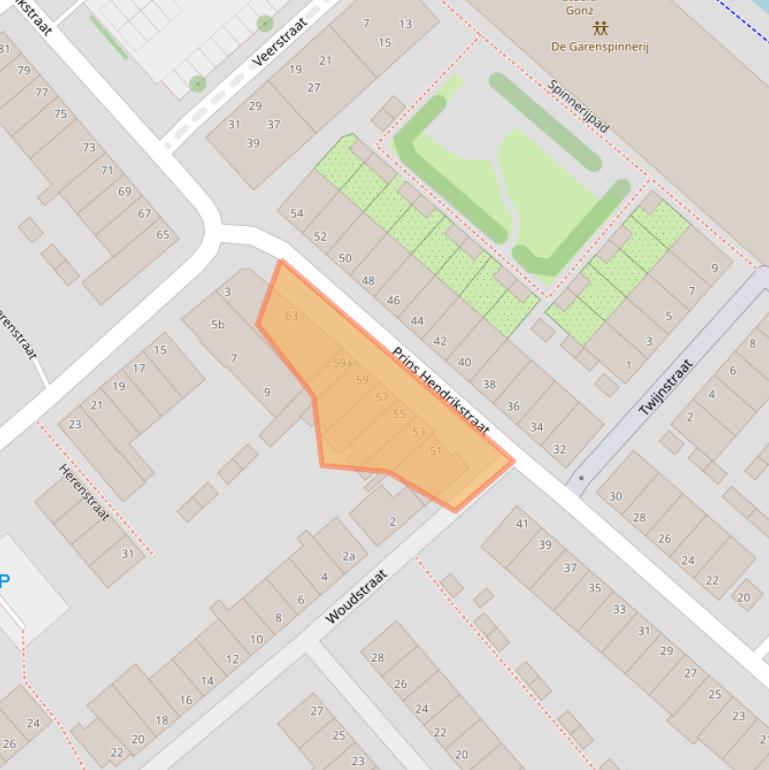 Kaart van postcodegebied 2802JB.