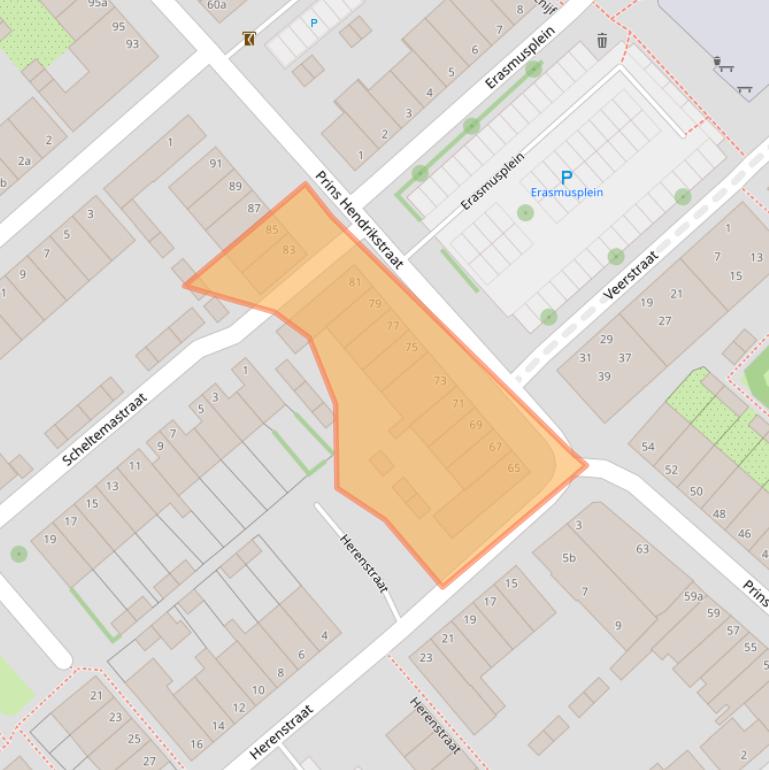 Kaart van postcodegebied 2802JC.