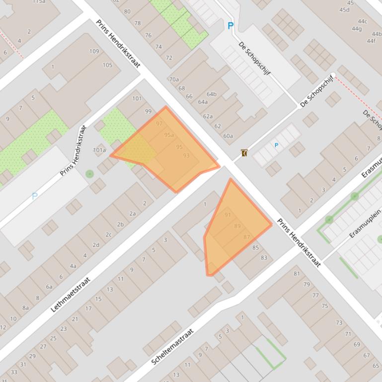 Kaart van postcodegebied 2802JD.