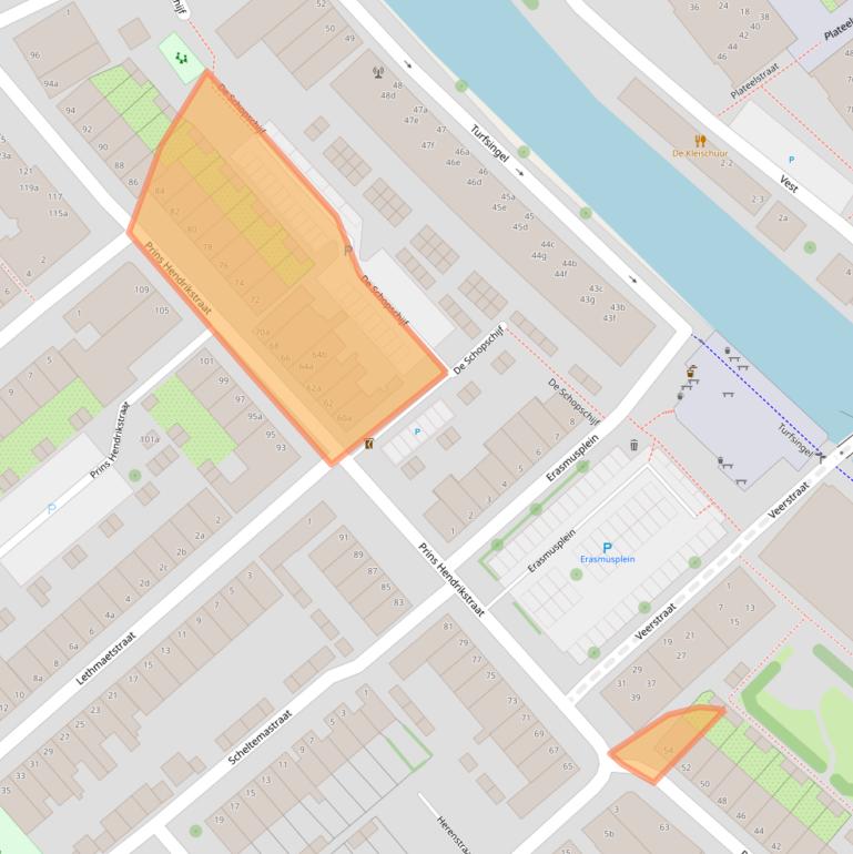 Kaart van postcodegebied 2802JL.