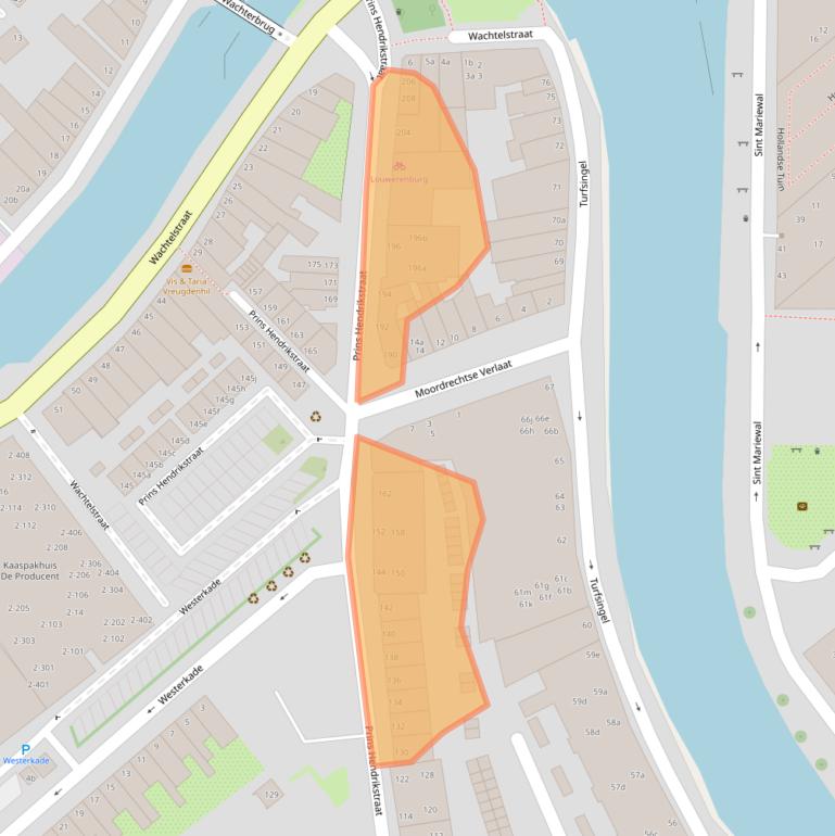 Kaart van postcodegebied 2802JN.