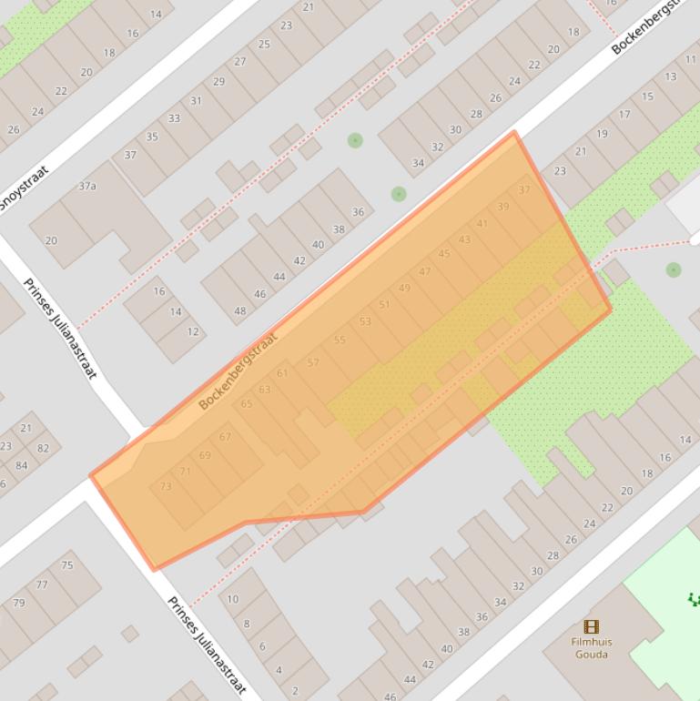 Kaart van postcodegebied 2802JT.