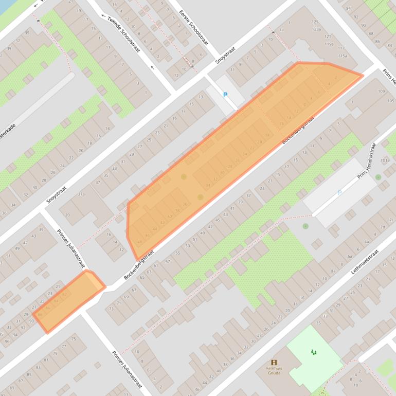 Kaart van postcodegebied 2802JW.