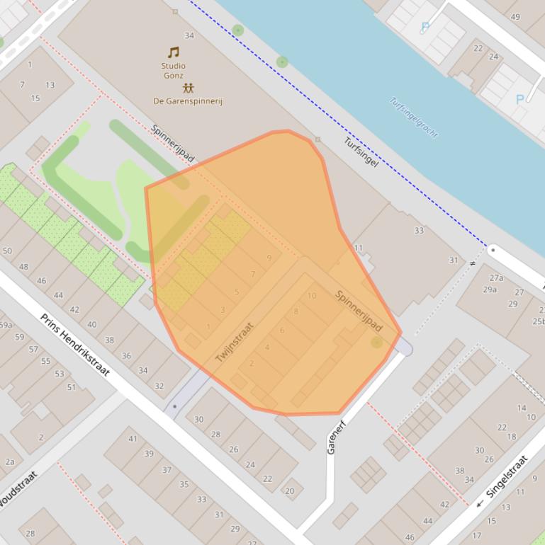 Kaart van postcodegebied 2802JZ.