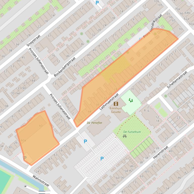 Kaart van postcodegebied 2802KC.