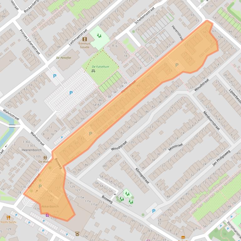 Kaart van postcodegebied 2802KH.