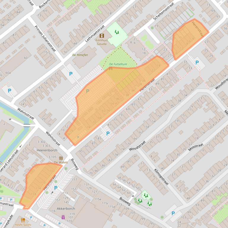 Kaart van postcodegebied 2802KJ.