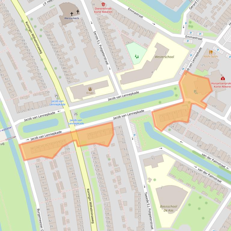 Kaart van postcodegebied 2802LG.