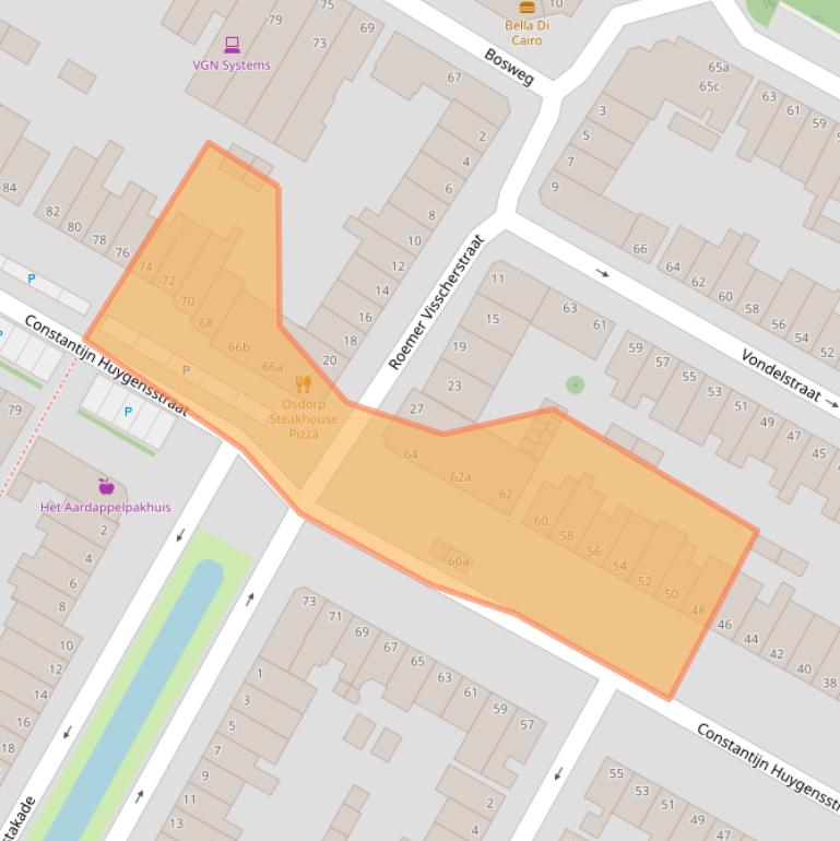 Kaart van postcodegebied 2802LX.