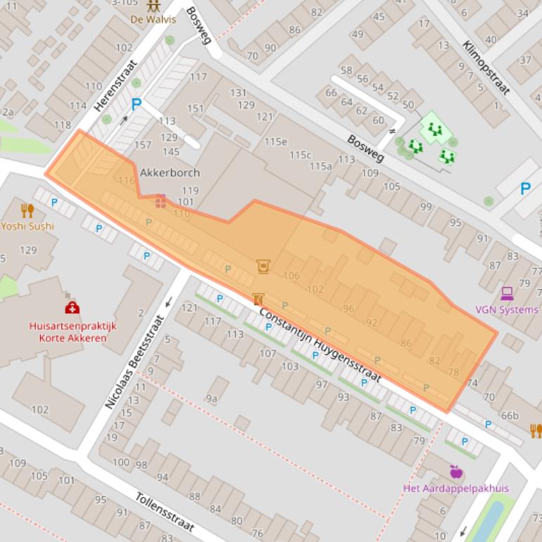 Kaart van postcodegebied 2802LZ.