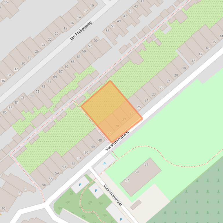 Kaart van postcodegebied 2802PB.