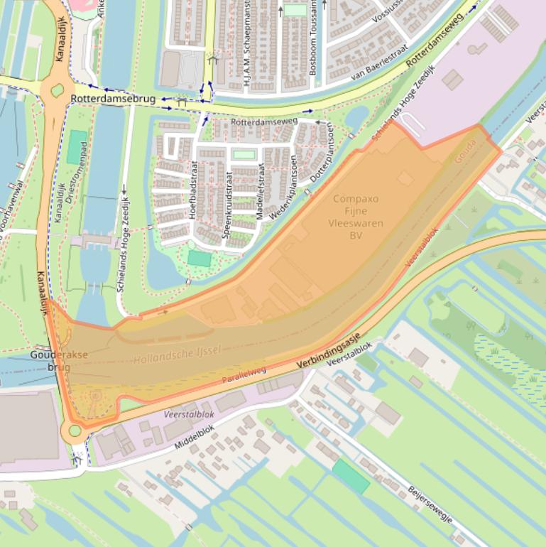 Kaart van postcodegebied 2802RC.