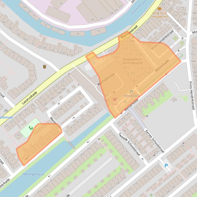 Kaart van postcodegebied 2802SL.