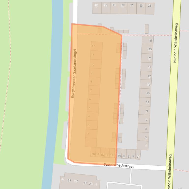 Kaart van postcodegebied 2802TB.