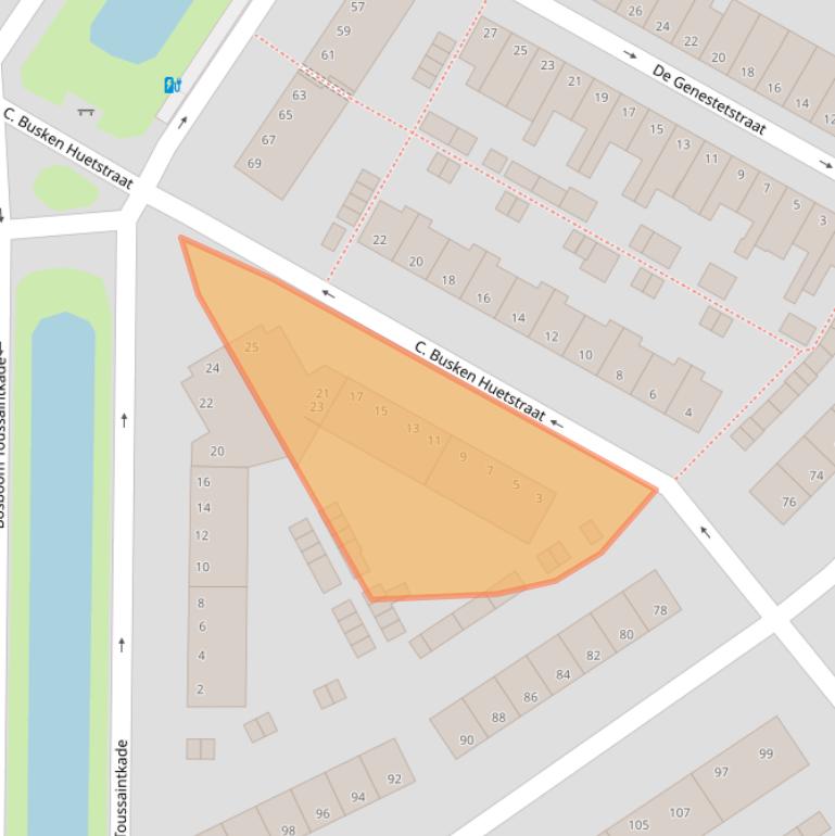 Kaart van postcodegebied 2802XC.