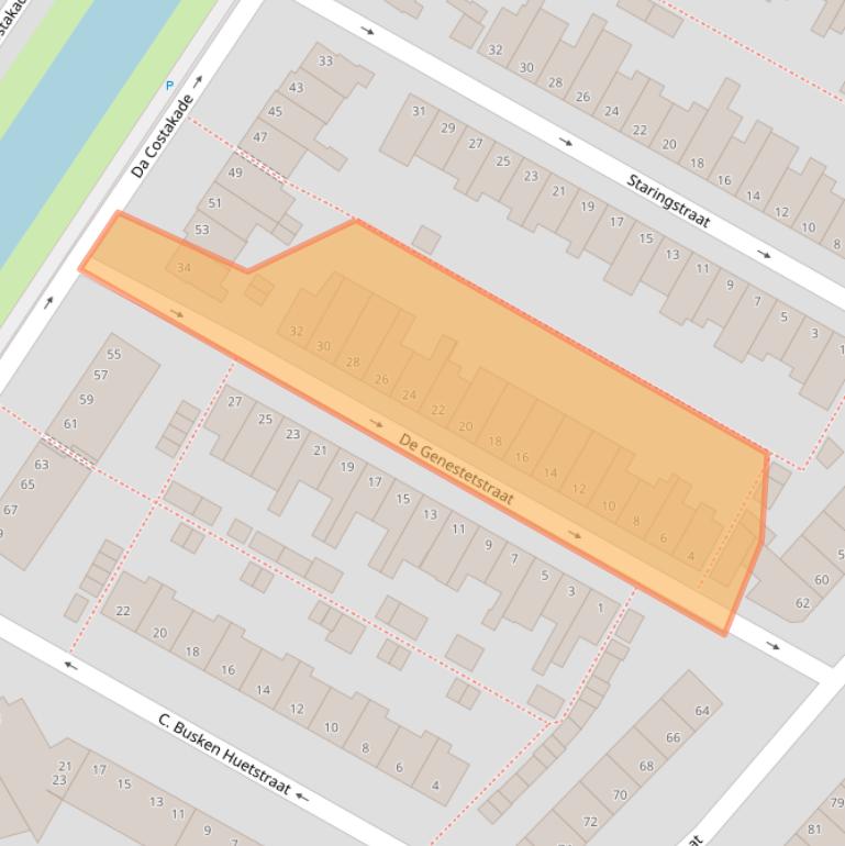 Kaart van postcodegebied 2802XG.