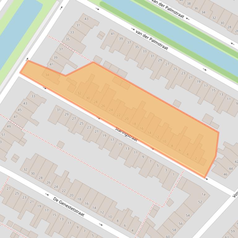 Kaart van postcodegebied 2802XJ.