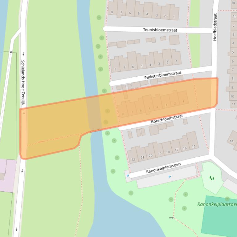 Kaart van postcodegebied 2802ZR.