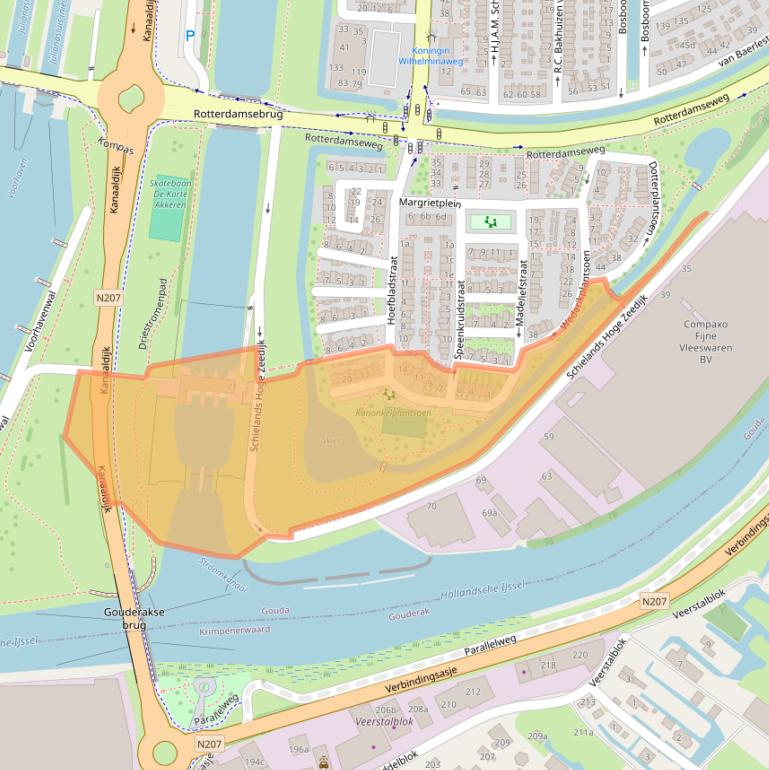 Kaart van postcodegebied 2802ZS.