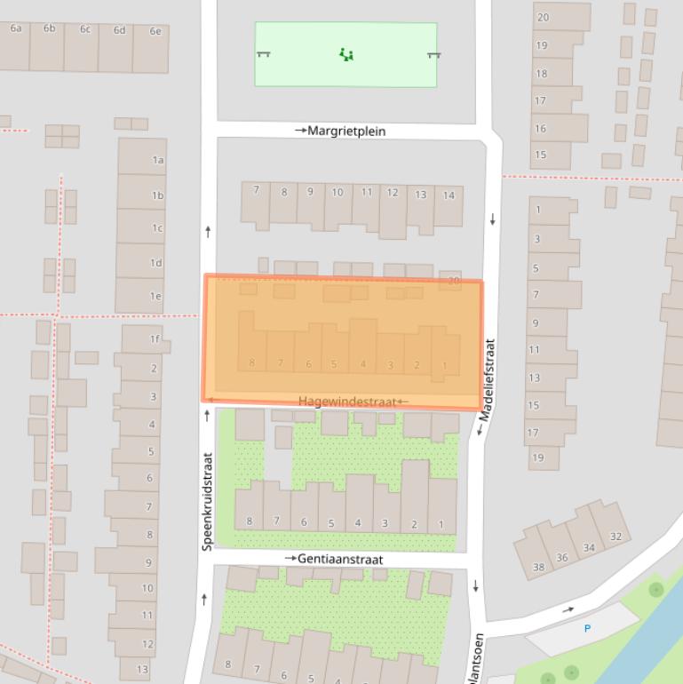 Kaart van postcodegebied 2802ZV.