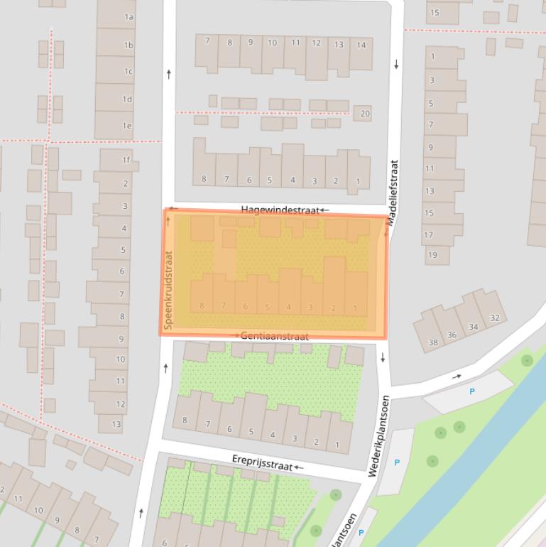 Kaart van postcodegebied 2802ZW.