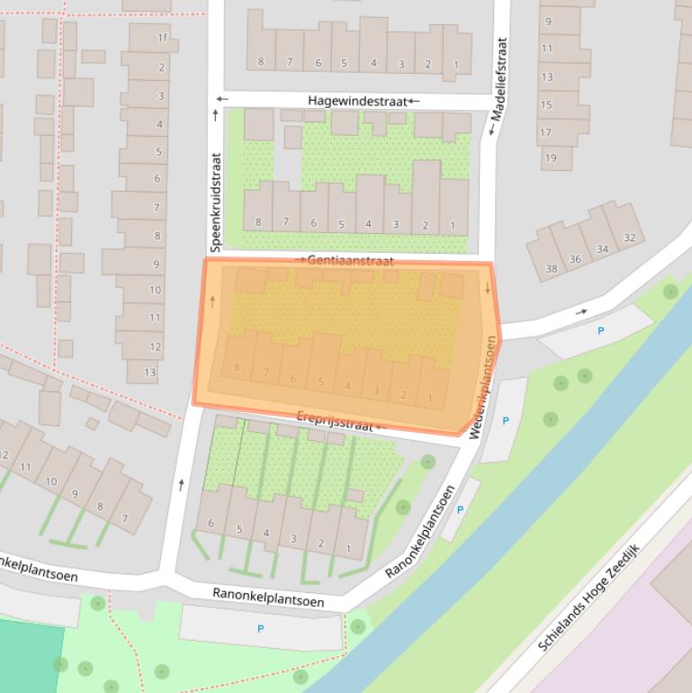 Kaart van postcodegebied 2802ZX.