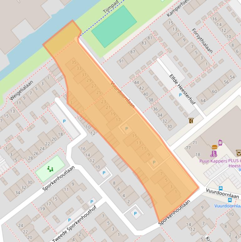 Kaart van postcodegebied 2803BA.