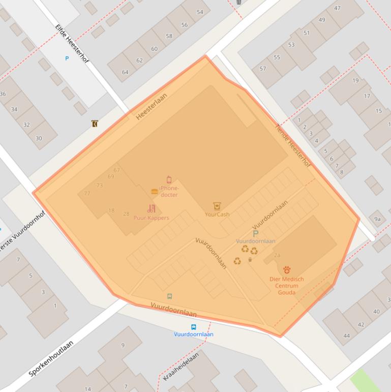 Kaart van postcodegebied 2803BB.