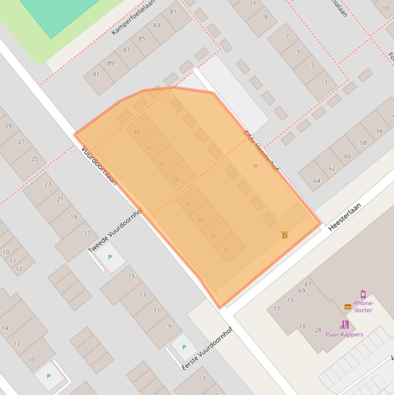 Kaart van postcodegebied 2803BC.