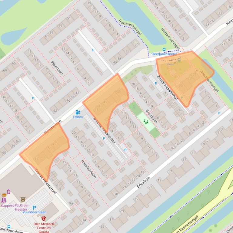 Kaart van postcodegebied 2803BJ.