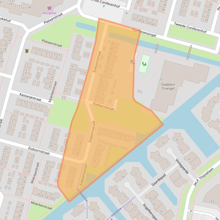 Kaart van postcodegebied 2803TE.