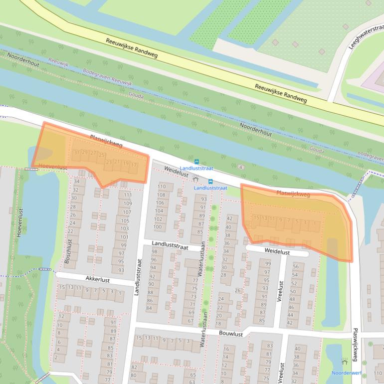 Kaart van postcodegebied 2804KB.