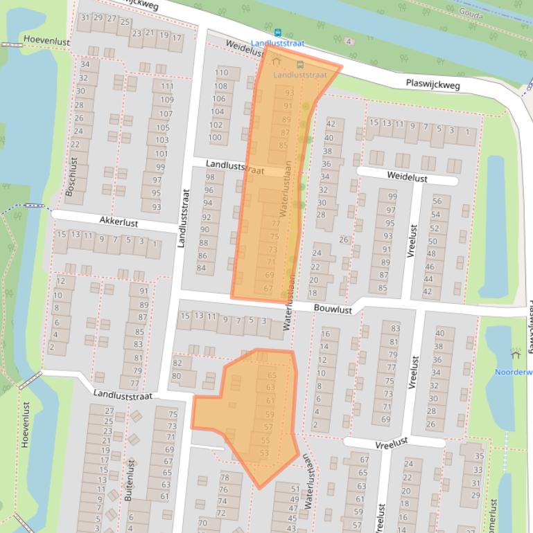 Kaart van postcodegebied 2804KX.