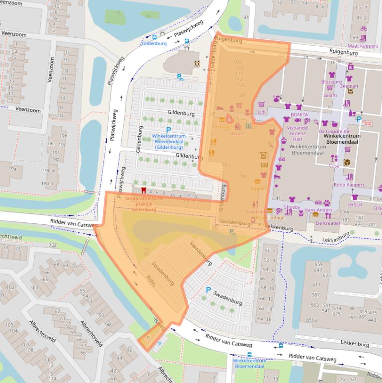 Kaart van postcodegebied 2804VK.