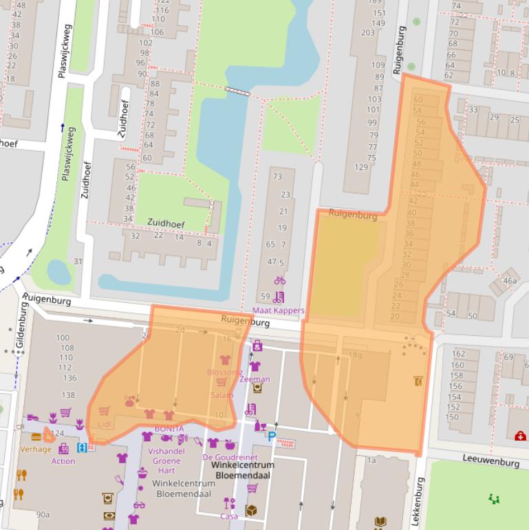 Kaart van postcodegebied 2804VT.