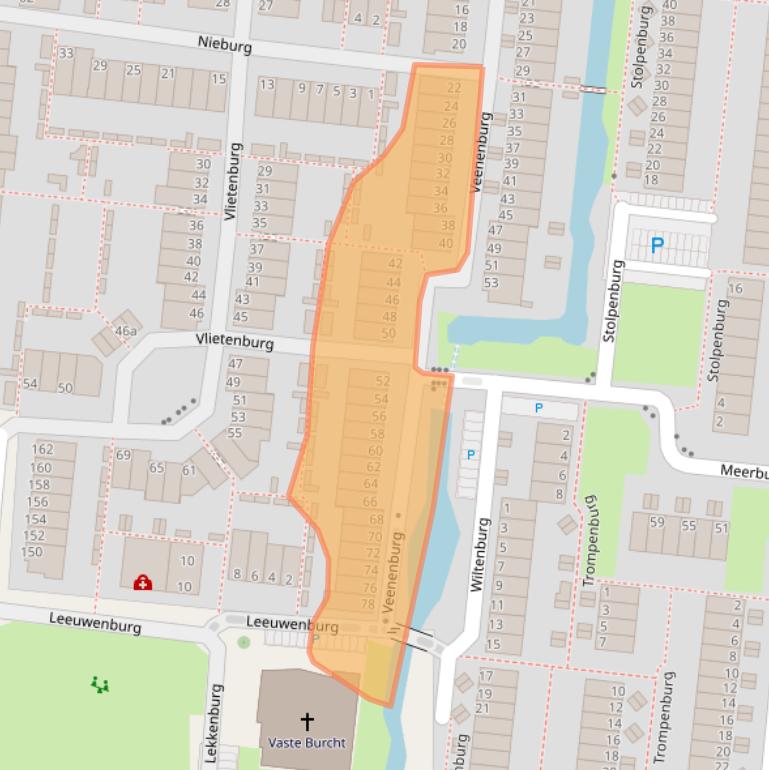 Kaart van postcodegebied 2804WZ.