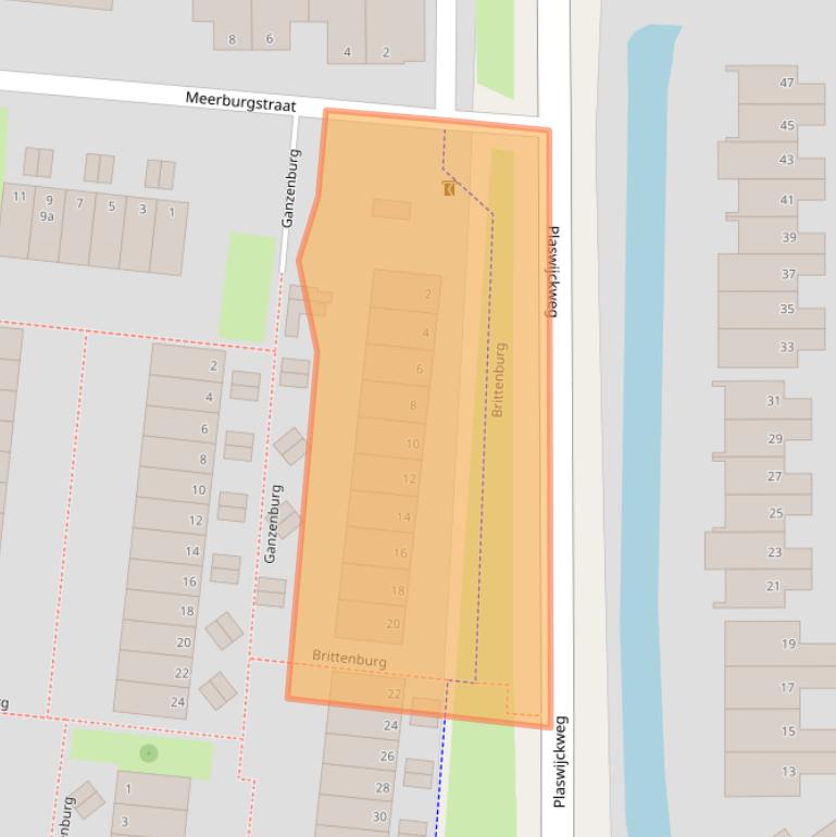 Kaart van postcodegebied 2804ZX.