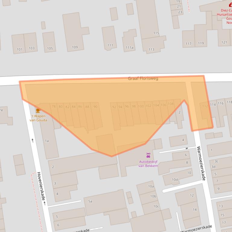 Kaart van postcodegebied 2805AN.
