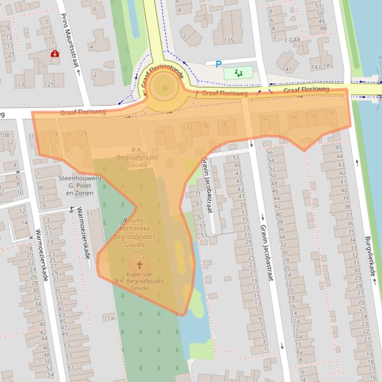 Kaart van postcodegebied 2805AP.