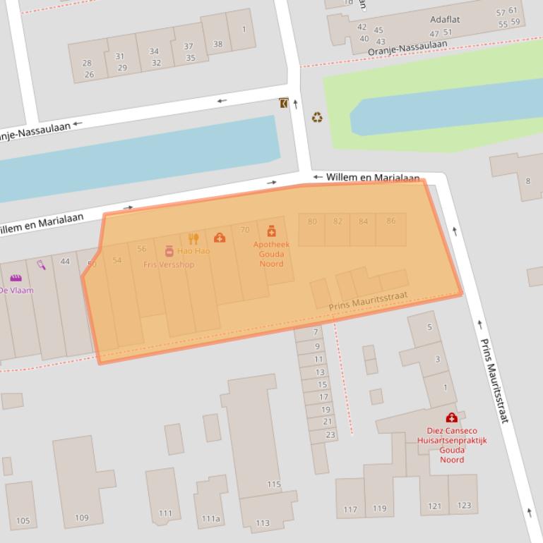 Kaart van postcodegebied 2805AS.