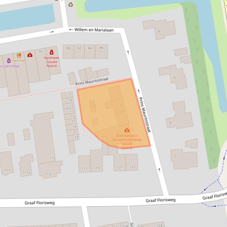 Kaart van postcodegebied 2805AT.