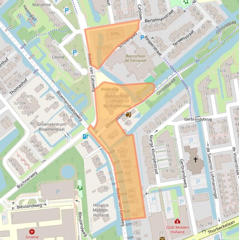 Kaart van postcodegebied 2805BC.