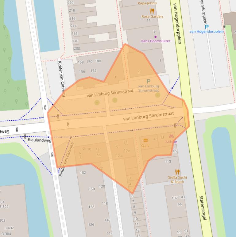 Kaart van postcodegebied 2805BD.