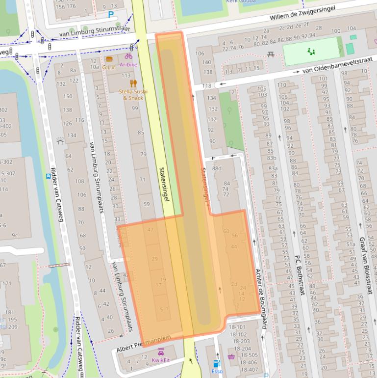 Kaart van postcodegebied 2805BE.